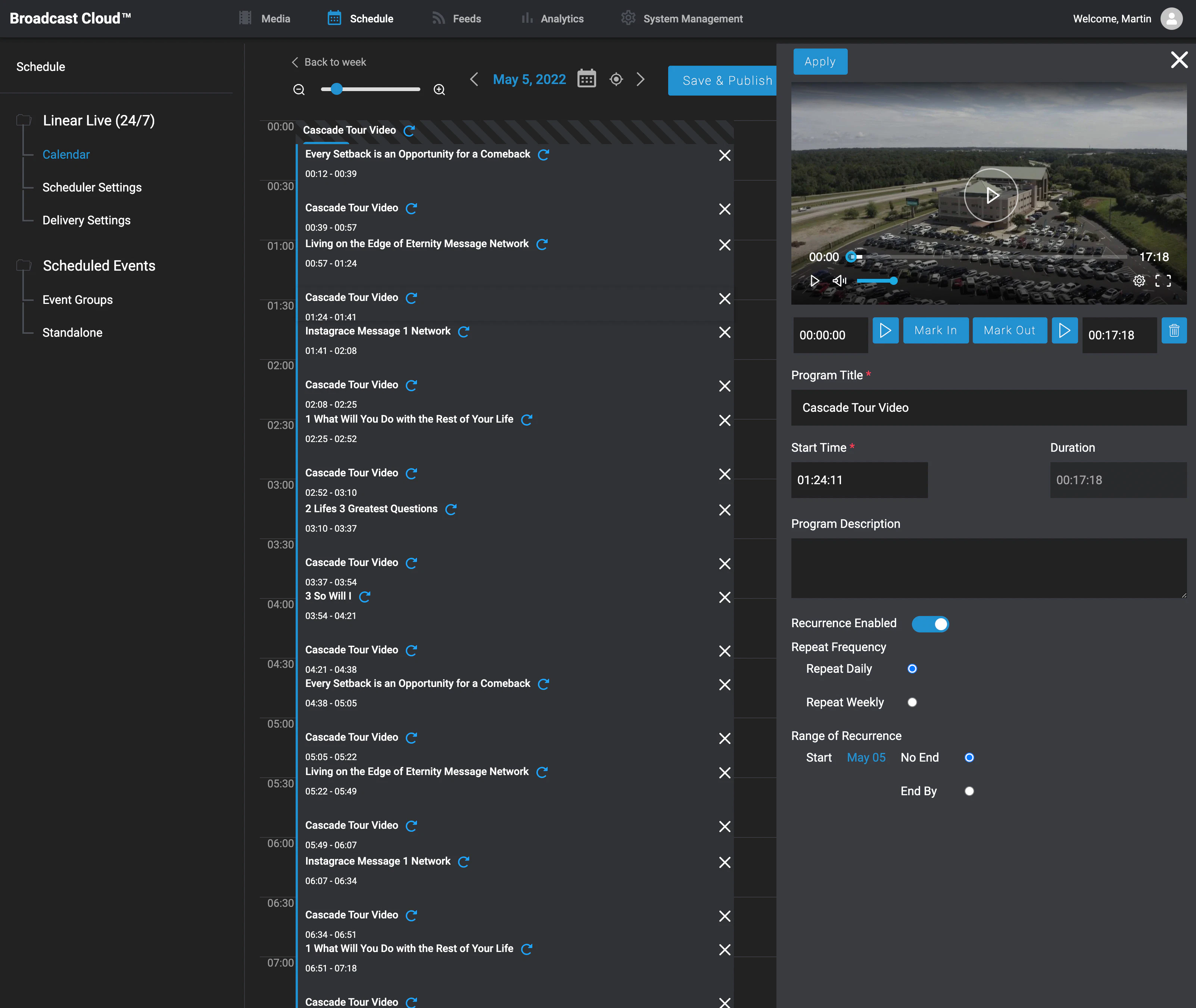screenshot of Broadcast Cloud